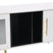 ON-TREND Stylish TV Stand with Golden Metal Handles&Legs, Two-tone Media Console for TVs Up to 80", Fluted Glass Door TV Cabinet with Removable Compartment for Living Room, White - Supfirm