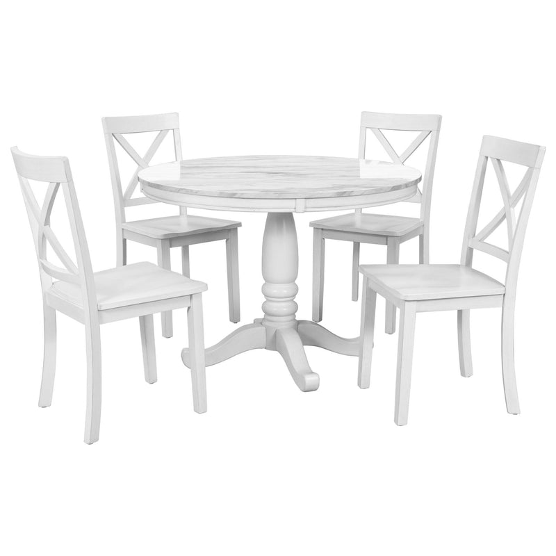 Orisfur. 5 Pieces Dining Table and Chairs Set for 4 Persons, Kitchen Room Solid Wood Table with 4 Chairs - Supfirm