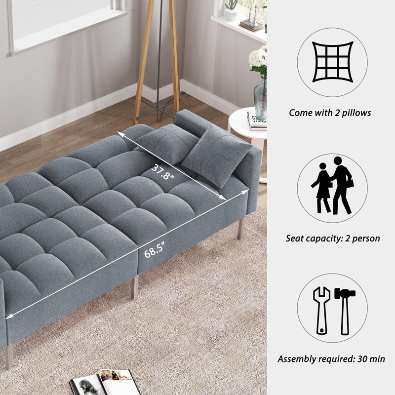 Orisfur. Linen Upholstered Modern Convertible Folding Futon Sofa Bed for Compact Living Space, Apartment, Dorm - Supfirm