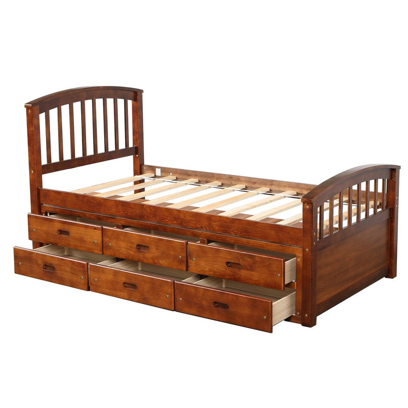 Orisfur. Twin Size Platform Storage Bed Solid Wood Bed with 6 Drawers - Supfirm