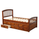 Orisfur. Twin Size Platform Storage Bed Solid Wood Bed with 6 Drawers - Supfirm