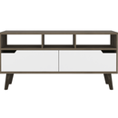 Oslo Tv Stand for TV´s up 51", Two Drawers, Four Legs, Three Open Shelves -Dark Brown / White - Supfirm