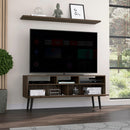 Oslo Tv Stand for TV´s up 51", Two Drawers, Four Legs, Three Open Shelves -Dark Walnut - Supfirm