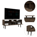 Oslo Tv Stand for TV´s up 51", Two Drawers, Four Legs, Three Open Shelves -Dark Walnut - Supfirm