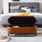 Oval Storage Bench for Living Room Bedroom End of Bed,Upholstered Storage Ottoman Entryway Bench With Metal Legs,Brown - Supfirm