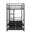 Over Twin Bunk Bed Frame with Trundle,Metal Bunkbed with Sturdy Guard Rail and 2 sideLadders for Kids/Adults,Can be Divided Into Two Beds, No Box Spring Needed, Noise Free for Dorm,Black - Supfirm