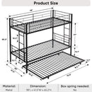 Over Twin Bunk Bed Frame with Trundle,Metal Bunkbed with Sturdy Guard Rail and 2 sideLadders for Kids/Adults,Can be Divided Into Two Beds, No Box Spring Needed, Noise Free for Dorm,Black - Supfirm