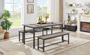 Oversized dining table set for 6, 3-Piece Kitchen Table with 2 Benches, Dining Room Table Set for Home Kitchen, Restaurant, Rustic Grey, 67'' L x 31.5'' W x 31.7'' H. - Supfirm