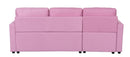 Paisley Pink Linen Fabric Reversible Sleeper Sectional Sofa with Storage Chaise - Supfirm