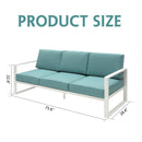 Patio 3 Seater Outdoor Sofa Pool Couch Light Green Sofa Chair With Metal Aluminum Furniture - Supfirm