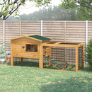 PawHut 2 Levels Outdoor Rabbit Hutch with Openable Top, 59" Wooden Large Rabbit Cage with Run Weatherproof Roof, Removable Tray, Ramp, Yellow - Supfirm