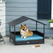 PawHut Wicker Dog House Elevated Raised Rattan Bed for Indoor/Outdoor with Removable Cushion Lounge, Blue - Supfirm