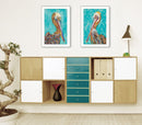 Supfirm "Pelicans Collection" 2-Piece Vignette By Lisa Morales, Printed Wall Art, Ready To Hang Framed Poster, White Frame - Supfirm