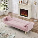 PINK Velvet Convertible Folding Futon Sofa Bed , Sleeper Sofa Couch for Compact Living Space - Supfirm