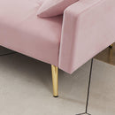 PINK Velvet Convertible Folding Futon Sofa Bed , Sleeper Sofa Couch for Compact Living Space - Supfirm