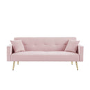 PINK Velvet Convertible Folding Futon Sofa Bed , Sleeper Sofa Couch for Compact Living Space - Supfirm