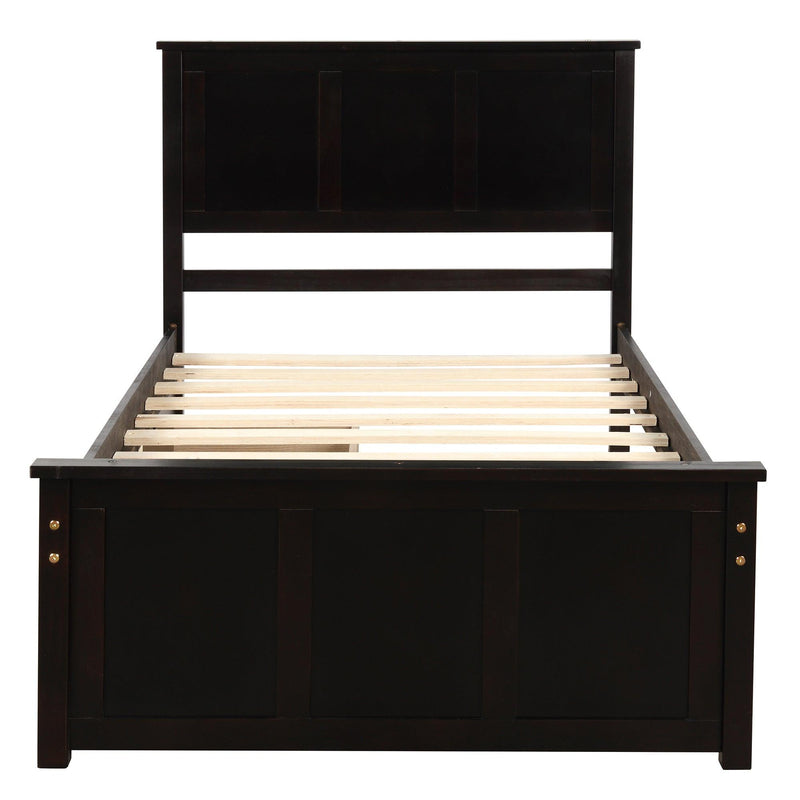 Platform Storage Bed, 2 drawers with wheels, Twin Size Frame, Espresso (New SKU:WF283062AAP) - Supfirm