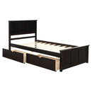 Platform Storage Bed, 2 drawers with wheels, Twin Size Frame, Espresso (New SKU:WF283062AAP) - Supfirm