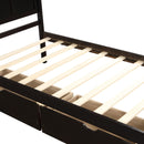 Platform Storage Bed, 2 drawers with wheels, Twin Size Frame, Espresso (New SKU:WF283062AAP) - Supfirm