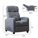 Push Recliner for the Elderly with Massage Therapy and Heat, Small Sofa Suitable for Living Room& Bed Room, Grey - Supfirm