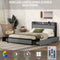 Queen Bed Frame with LED Headboard, Upholstered Bed with 4 Storage Drawers and USB Ports, Light Grey - Supfirm