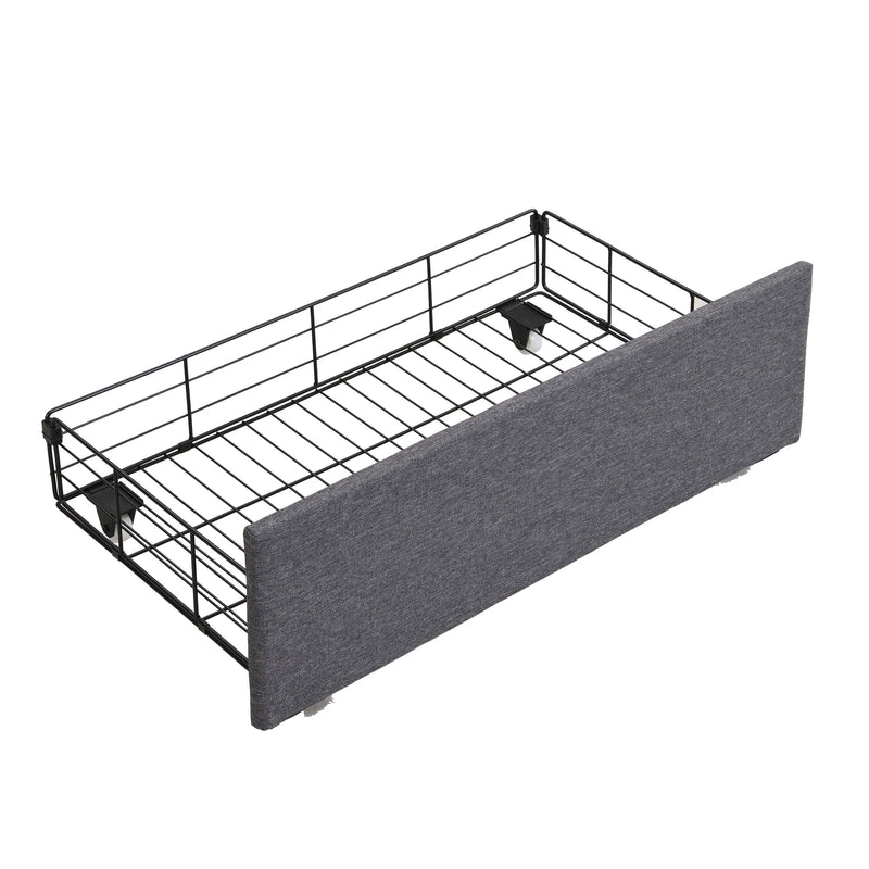 Queen Bed Frames with Storage Headboard and Drawers, LED Platform Bed Frame Queen Size, LED Upholstered Bed Frame with Charging Station, No Box Spring Needed, Easy Assembly, Grey - Supfirm