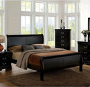 Queen Size Bed Black Louis Phillipe Solidwood 1pc Bed Bedroom Sleigh Bed, Common - Supfirm