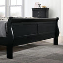 Queen Size Bed Black Louis Phillipe Solidwood 1pc Bed Bedroom Sleigh Bed, Common - Supfirm