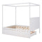 Queen Size Canopy Platform Bed with Twin Size Trundle and Three Storage Drawers,White - Supfirm