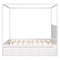 Queen Size Canopy Platform Bed with Twin Size Trundle and Three Storage Drawers,White - Supfirm