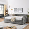 Queen Size Daybed with Two Drawers Trundle Upholstered Tufted Sofa Bed, Linen Fabric, Grey (88"x64.5"x34") - Supfirm