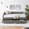 Queen Size Daybed with Two Drawers Trundle Upholstered Tufted Sofa Bed, Linen Fabric, Grey (88"x64.5"x34") - Supfirm