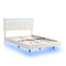 Queen Size Floating Bed Frame with LED Lights and USB Charging,Modern Upholstered Platform LED Bed Frame, White - Supfirm