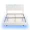 Queen Size Floating Bed Frame with LED Lights and USB Charging,Modern Upholstered Platform LED Bed Frame, White - Supfirm