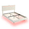 Queen Size Floating Bed Frame with LED Lights and USB Charging,Modern Upholstered Platform LED Bed Frame, White - Supfirm