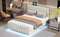 Queen Size Floating Bed Frame with LED Lights and USB Charging,Modern Upholstered Platform LED Bed Frame,Beige - Supfirm