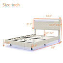 Queen Size Floating Bed Frame with LED Lights and USB Charging,Modern Upholstered Platform LED Bed Frame,Beige - Supfirm