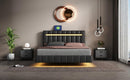 Queen Size Floating Bed Frame with LED Lights and USB Charging,Modern Upholstered Platform LED Bed Frame,Black - Supfirm