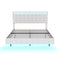 Queen Size Floating Bed Frame with LED Lights and USB Charging,Modern Upholstered Platform LED Bed Frame,White - Supfirm