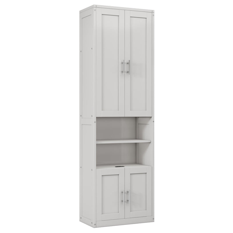 Queen Size Murphy Bed with 2 Side Cabinet Storage Shelves, 68-inch Cabinet Bed Folding Wall Bed with Desk Combo Perfect for Guest Room, Study, Office, Antique Grey White - Supfirm