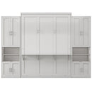 Queen Size Murphy Bed with 2 Side Cabinet Storage Shelves, 68-inch Cabinet Bed Folding Wall Bed with Desk Combo Perfect for Guest Room, Study, Office, Antique Grey White - Supfirm