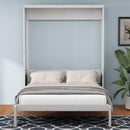 Queen Size Murphy Bed with 2 Side Cabinet Storage Shelves, 68-inch Cabinet Bed Folding Wall Bed with Desk Combo Perfect for Guest Room, Study, Office, Antique Grey White - Supfirm