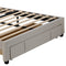 Queen Size Storage Bed Velvet Upholstered Platform Bed with a Big Drawer - Beige - Supfirm