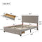 Queen Size Storage Bed Velvet Upholstered Platform Bed with a Big Drawer - Beige - Supfirm