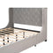 Queen Size Storage Bed Velvet Upholstered Platform Bed with Wingback Headboard and a Big Drawer (Gray) - Supfirm