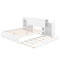 Queen Size Storage Platform Bed with Pull Out Shelves and Twin XL Size Trundle, White - Supfirm