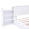 Queen Size Storage Platform Bed with Pull Out Shelves and Twin XL Size Trundle, White - Supfirm