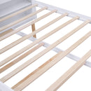 Queen Size Storage Platform Bed with Pull Out Shelves and Twin XL Size Trundle, White - Supfirm