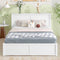 Queen Size Storage Platform Bed with Pull Out Shelves and Twin XL Size Trundle, White - Supfirm