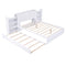 Queen Size Storage Platform Bed with Pull Out Shelves and Twin XL Size Trundle, White - Supfirm